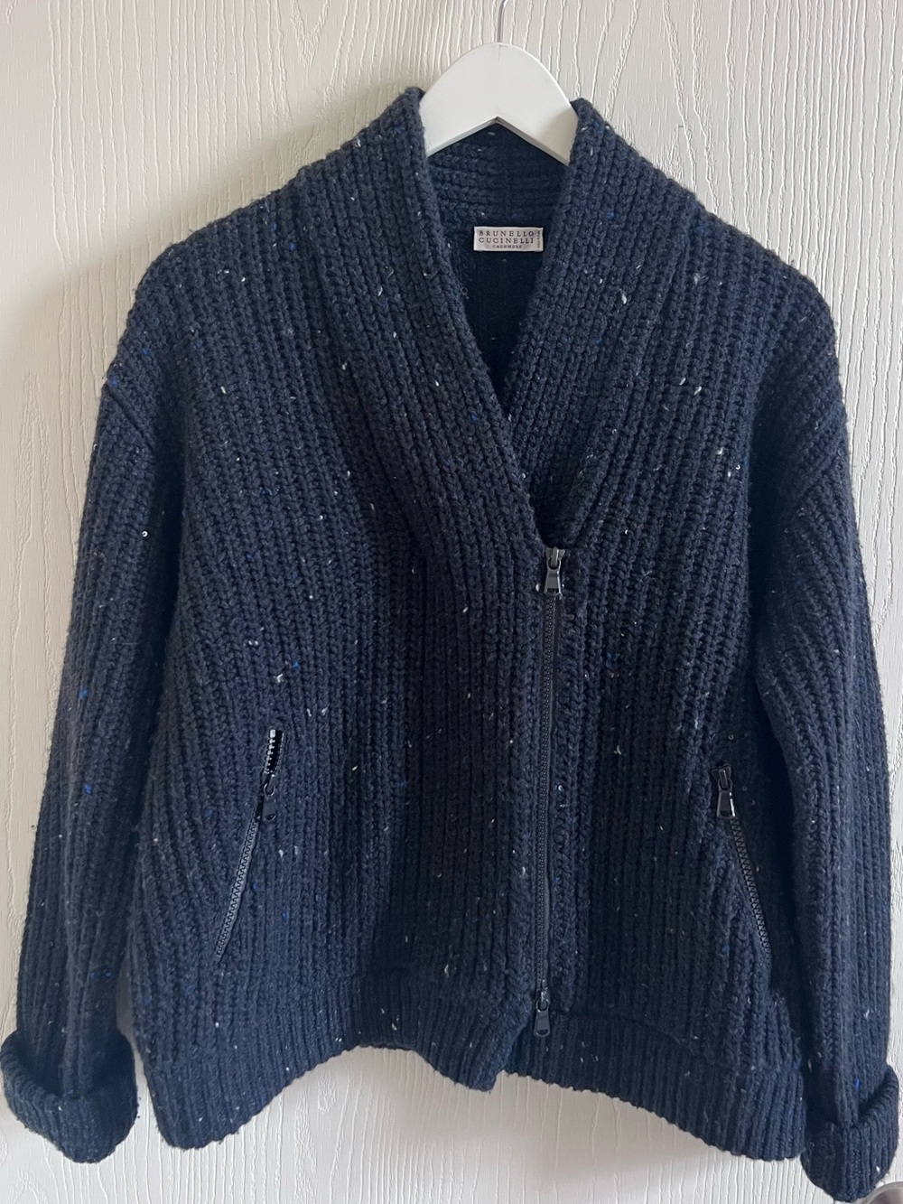 Brunello Cucinelli Wool Cashmere Sequin Woven Knit Sweater Jacket